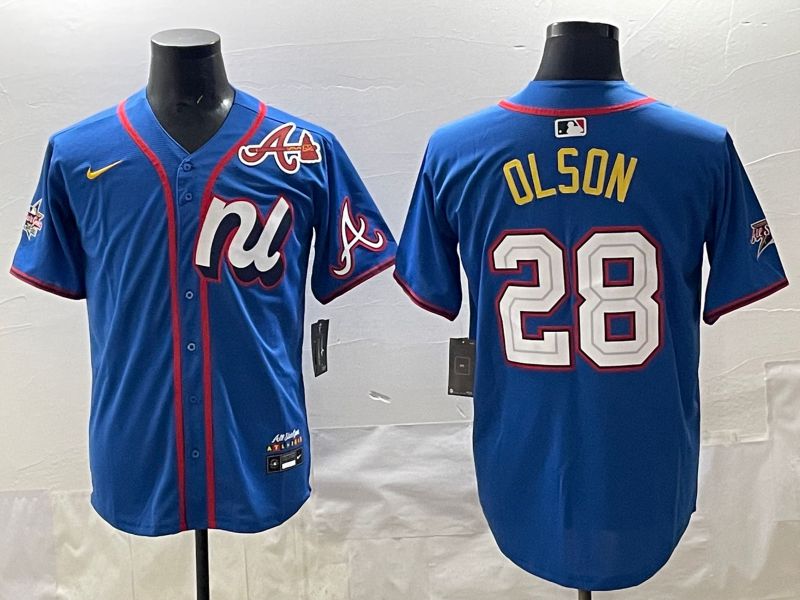 Men 2025 Atlanta Braves #28 Olson Blue All star Nike MLB Jersey style 07